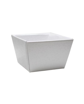 Präsent-Kartonkorb weiss Struktur glänzend klein 9x9 bzw. 11,8x11,8cm, H=7,5cm